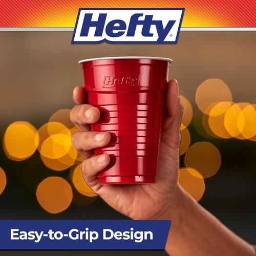Hefty Party On Disposable Plastic Cups - 16 Oz, 80 Count, Assorted Colors | Durable & Easy Grip