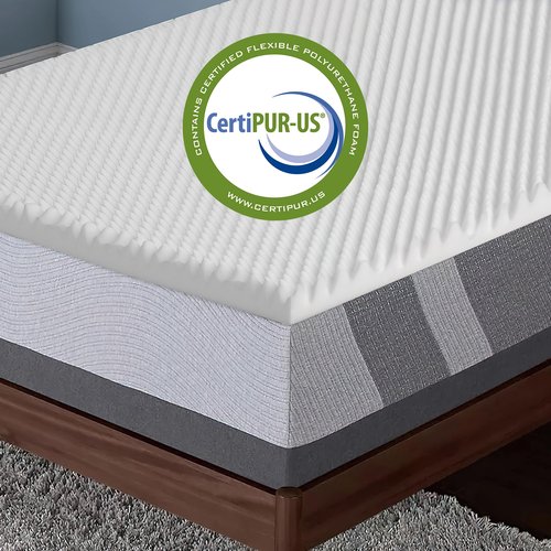 Mayton Convoluted Egg Shell 2-inch Breathable Foam Bed Topper | Makes Mattresses Comfortable and Relaxing, Provides Faster Pain Relief and Provides Orthopedic Beneficial Support, Queen, Off-White