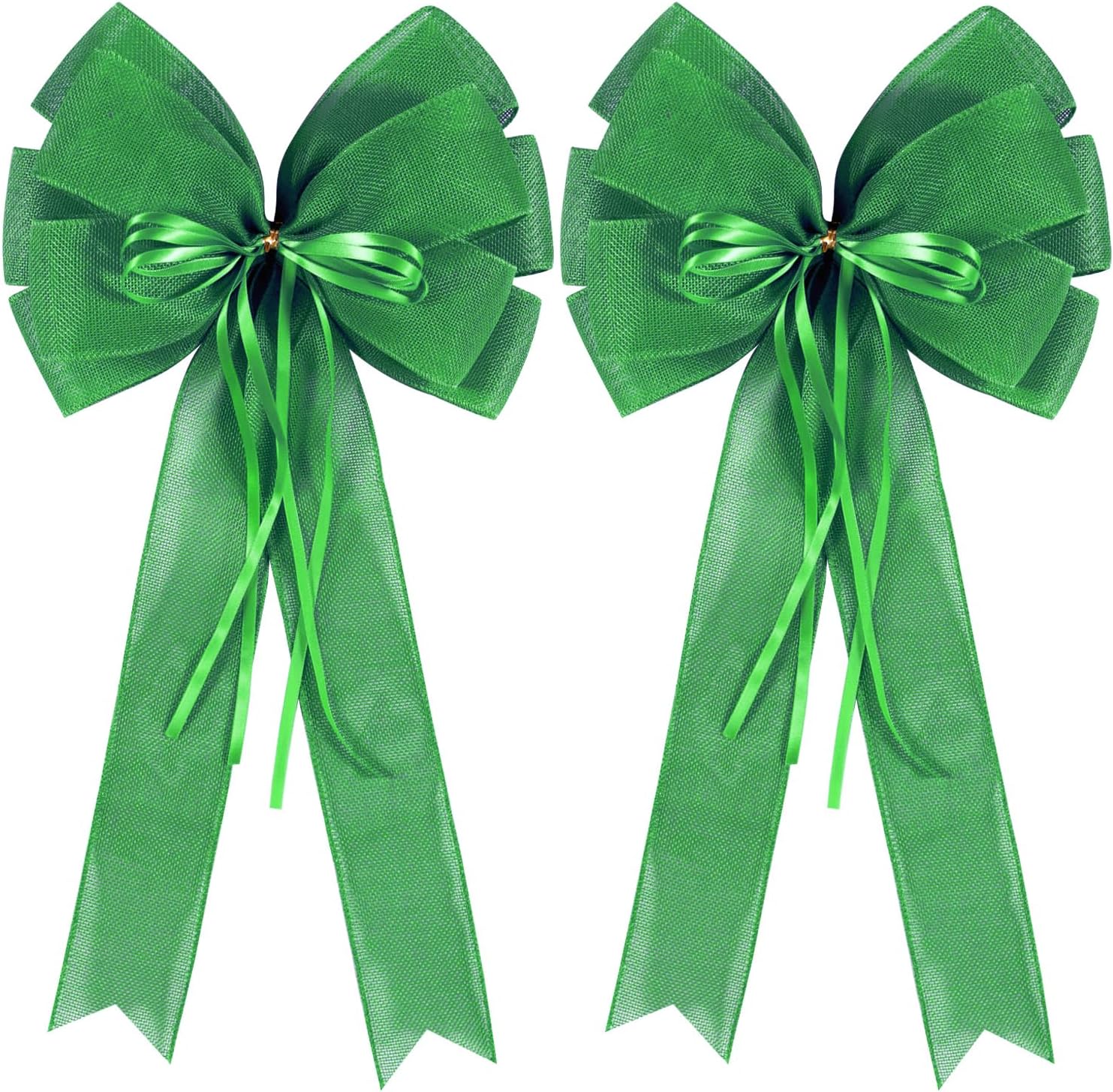 Regine Switzerland St. Patrick's Day Wreath Bow Decor - 2 PCS Green Burlap & Glitter Tree Topper