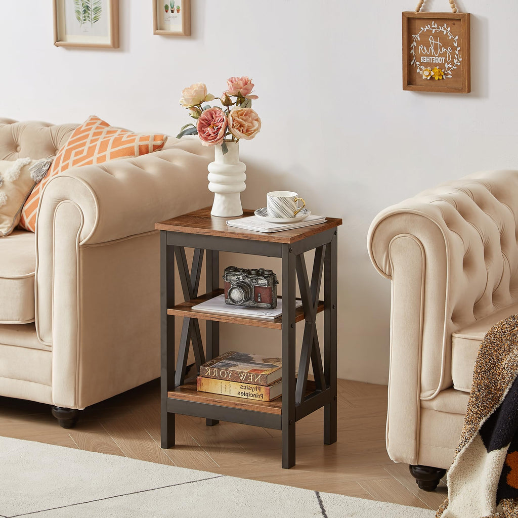 VECELO Modern Nightstands X-Design Side End Table Night Stand with Storage Shelf for Bedroom,Living Room,