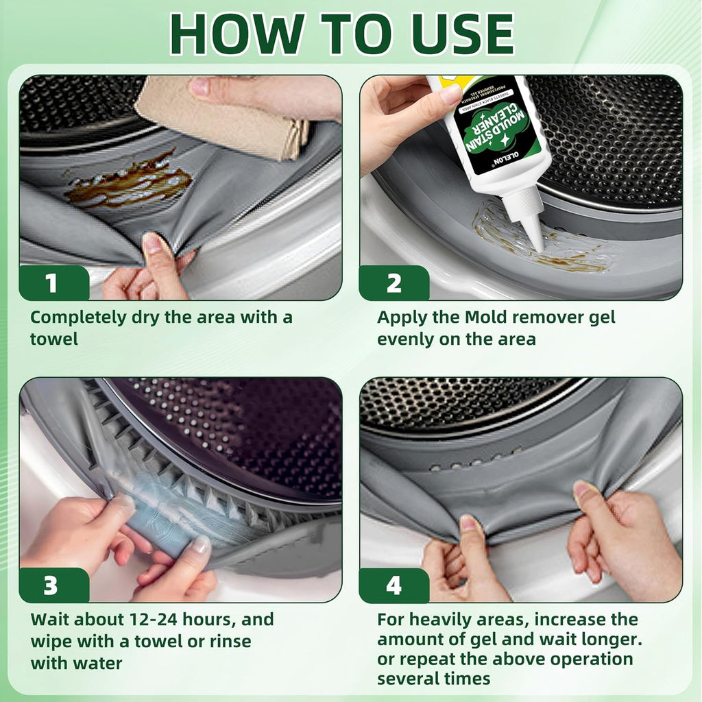OLELON Mold Stain Remover Gel - Powerful Washing Machine Cleaner for Rubber & Grout - 300ML