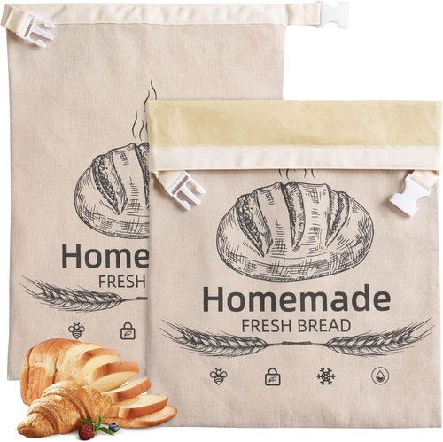 Beeswax Bread Bags by [Brand Name] - Reusable Organic Linen for Sourdough | 17 x 12.6 Inches - Freshness Preservation