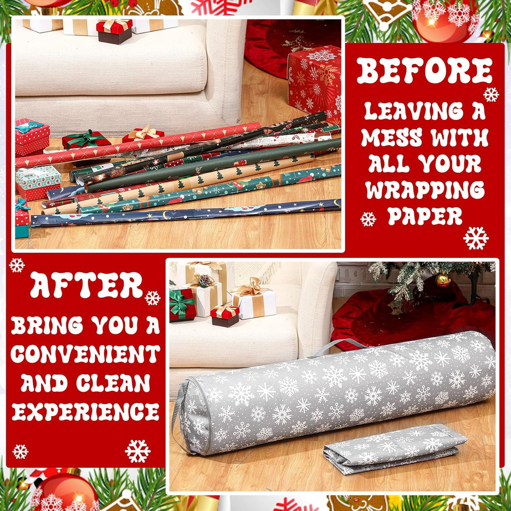 Xuniea Christmas Wrapping Paper Storage Bags - 40 Inch Snowflake Organizer for Crafts & Gifts