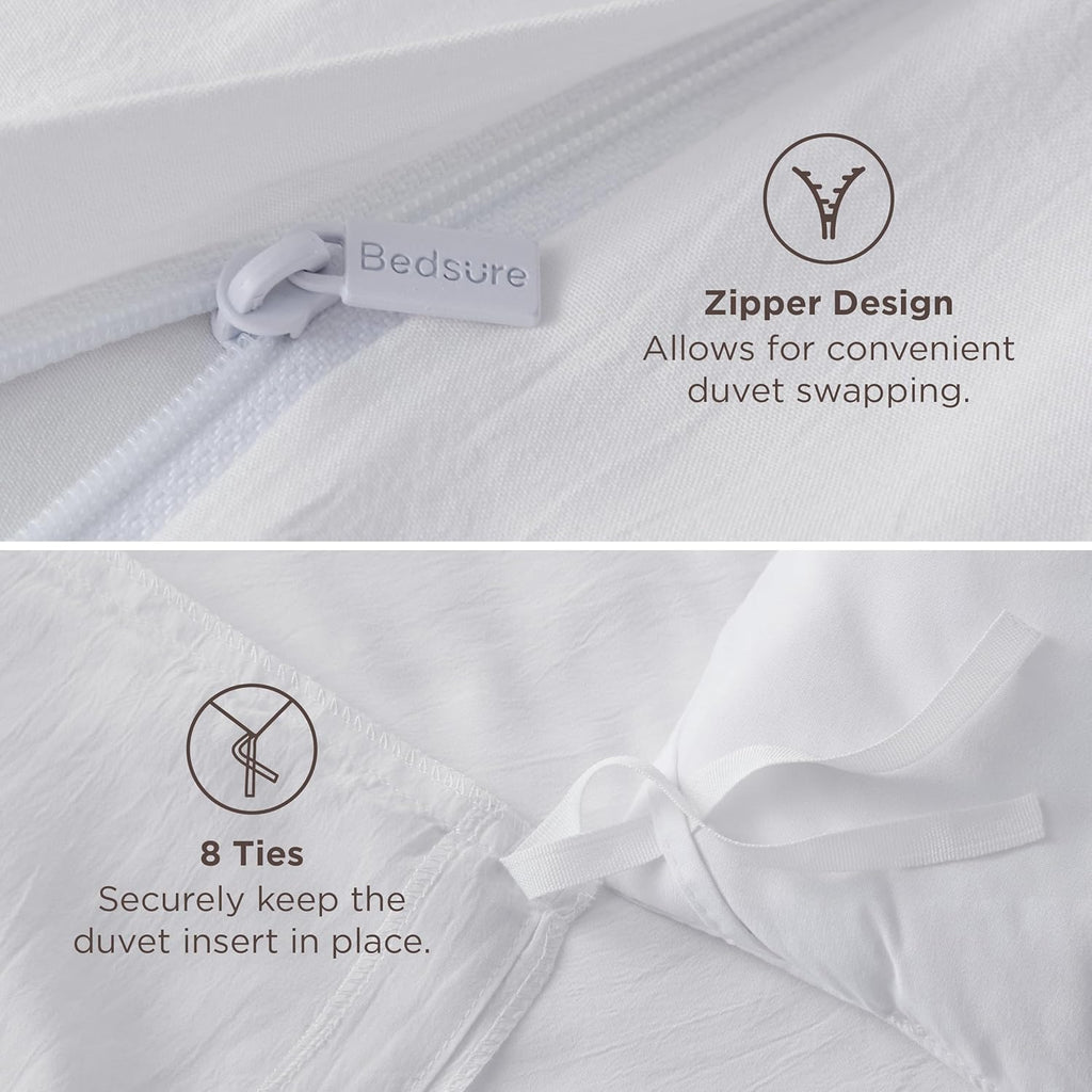 Bedsure California King Duvet Cover - Soft Prewashed Cotton-Like Polyester, 104x98 Inches, White