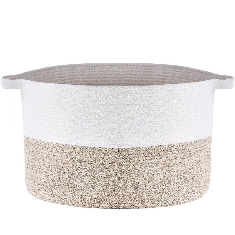 VEVOR Blanket Basket, 67L, Cotton Rope Basket, Woven Basket with Handles, 20" x 13" Round Laundry Hamper Basket Collapsible Extra Large Storage Basket Bins for Organizing Clothes Kids Toys Pillows
