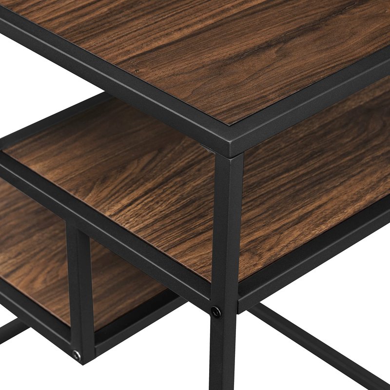 Walker Edison Finley Contemporary Floating Shelf Side Table 16 Inch Dark Walnut