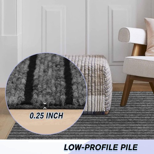 Custom Size Non-Slip Area Rug Runner by [Brand Name] - Easy Clean Waterproof Design | 2FT x 6FT Gray Stripe