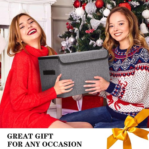 Bagnizer Foldable Storage Bin - Large 22 Quart Organizer with Flip-Top Lid & Handles | Gray, 4 Pack (14.6 x 9.5 x 9.5”)