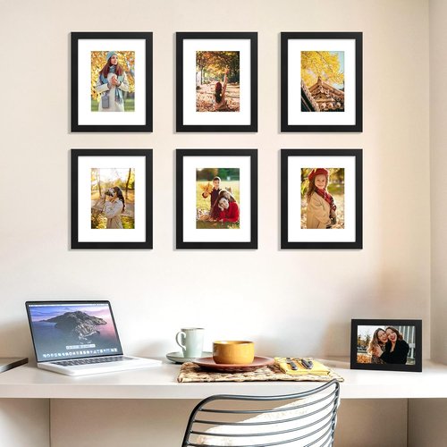 decorUhome 8x10 Picture Frame - Versatile Display for 5x7 with Mat or 8x10 Without Mat, Black