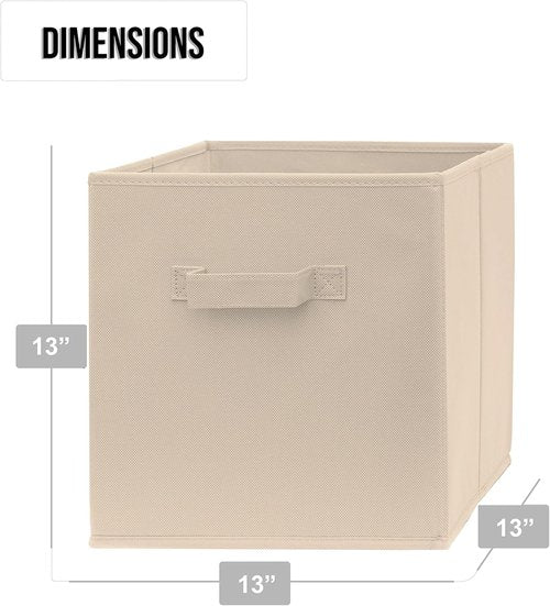 13 Inch Cube Storage Bins - 4 Pack | Large, Foldable Fabric Bins with Dual Handles for Closet Organization
