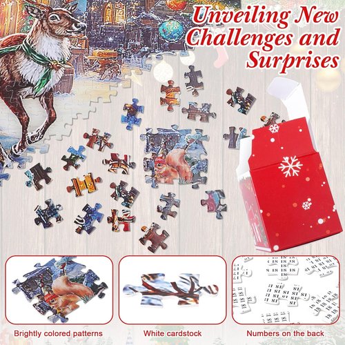 Civaner Christmas Advent Calendar - 1008-Piece Jigsaw Puzzles for Adults | 24-Day Countdown Fun