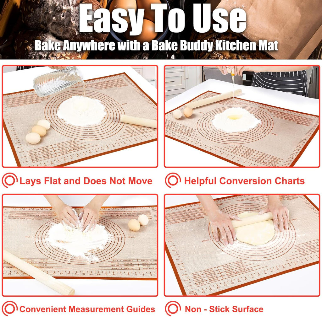 Skiennix Non-Slip Silicone Pastry Mat - Extra Large 36'' x 24'' Nonstick Baking Surface for Dough & Pastry