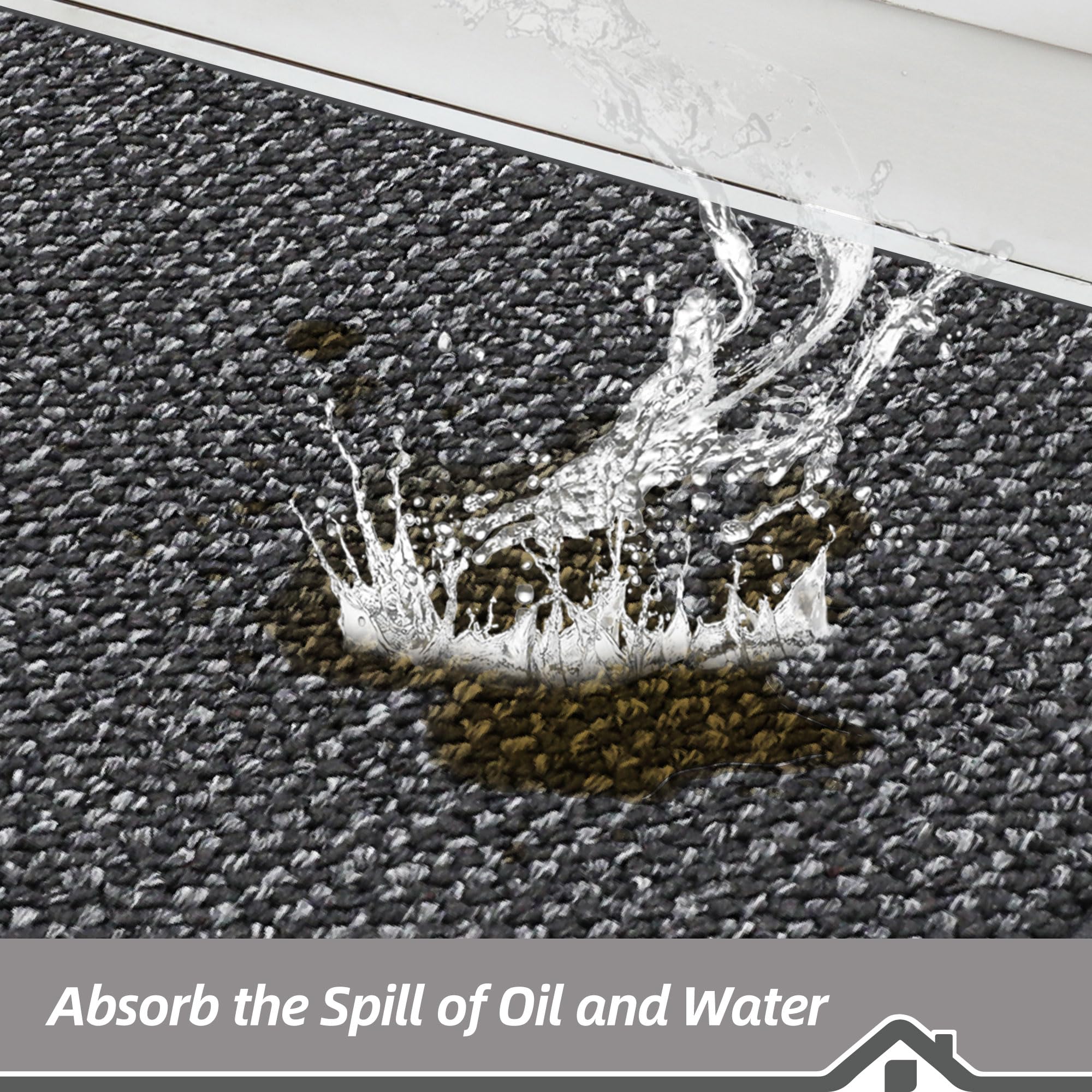 BEQHAUSE Kitchen Rugs and Mats 2PCS, Non-Slip Kitchen Mats for Floor, Absorbent and Stain Resistant Kitchen Runner, Machine Washable Rugs for Kitchen, Laundry & Sink, 20"x32"+20"x48", Charcoal