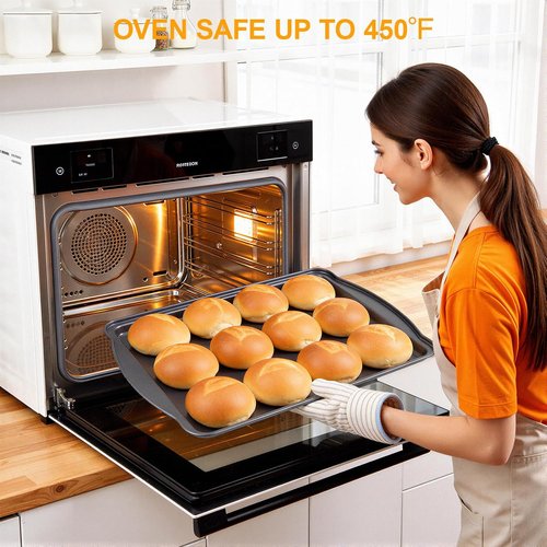 Carbon Steel Baking Sheet Set by [Brand Name] - Nonstick Cookie Sheets with Cooling Rack | 17 x 11 x 0.5 Inches (2-Pack)