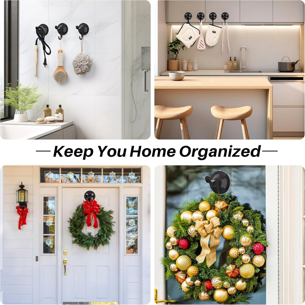 Skiennix Wreath Door Hanger - Heavy Duty Suction Cup Hooks | Removable Holders for Front Door & Window, 11 Lbs Capacity