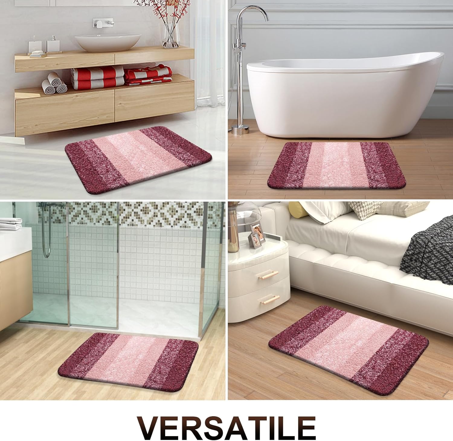OLANLY Bathroom Rugs - Extra Soft Microfiber Mat | Quick Dry, Machine Washable, 34x21 Inches, Red
