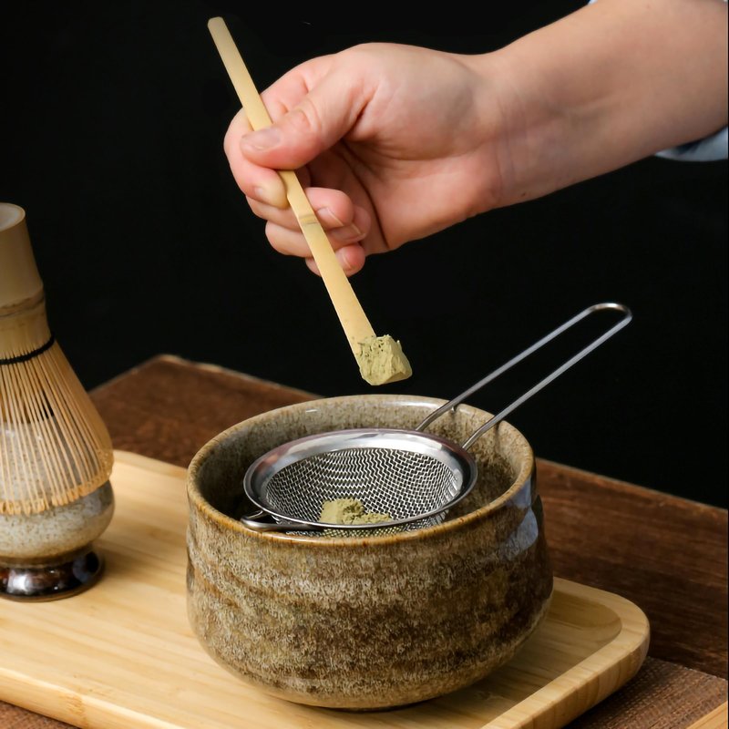AIYICIII Japanese Matcha Tea Set (7pcs) - Matcha Whisk and Bowl, Whisk Stand (Chasen Holder), Scoop, Starter Making Kit for Matcha Tea Ceremony (Kiln Glaze-White)
