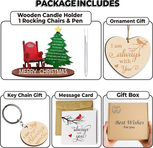 Memory Christmas in Heaven Wooden Candle Holder - Memorial Ornament & Bereavement Gift for Loved Ones