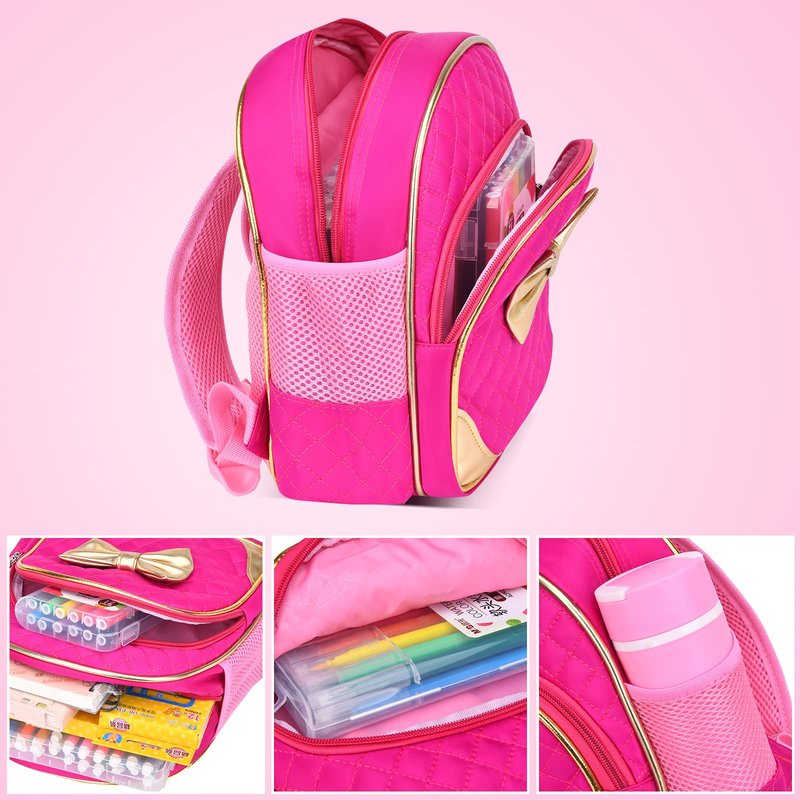 Suerico Cute Durable Waterproof Toddler Preschool Bag Kindergarten Kids Backpack for Girls (rose red)