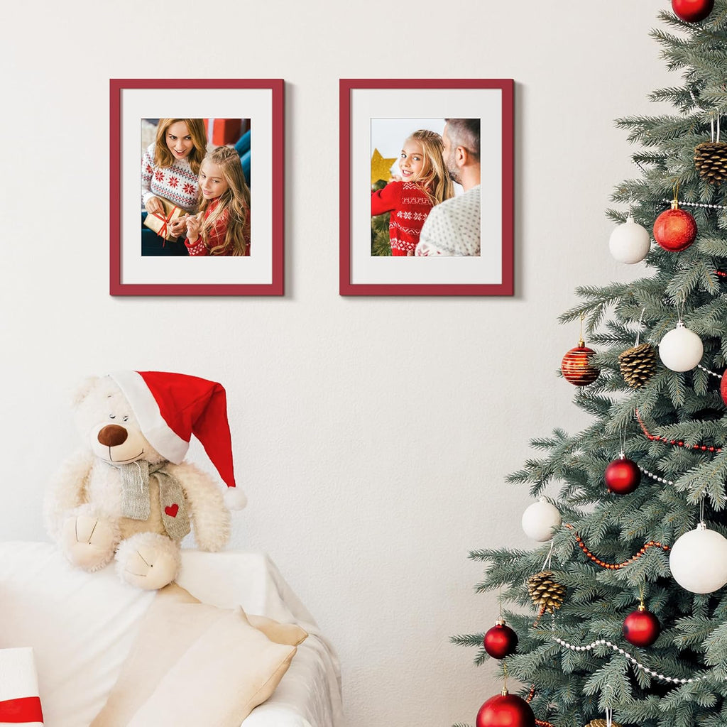 Upsimples 11x14 Picture Frame - Display 8x10 Photos with Mat or 11x14 Without - Red, 1 Pack