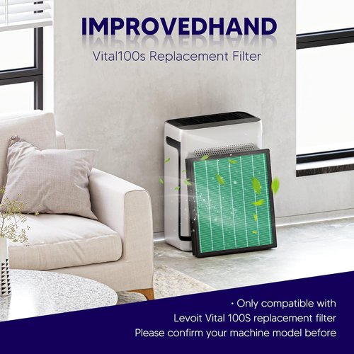 Improvedhand Vital 100S Replacement Filter - 3-in-1 High-Efficiency Activated Carbon | 2 Pack, Green