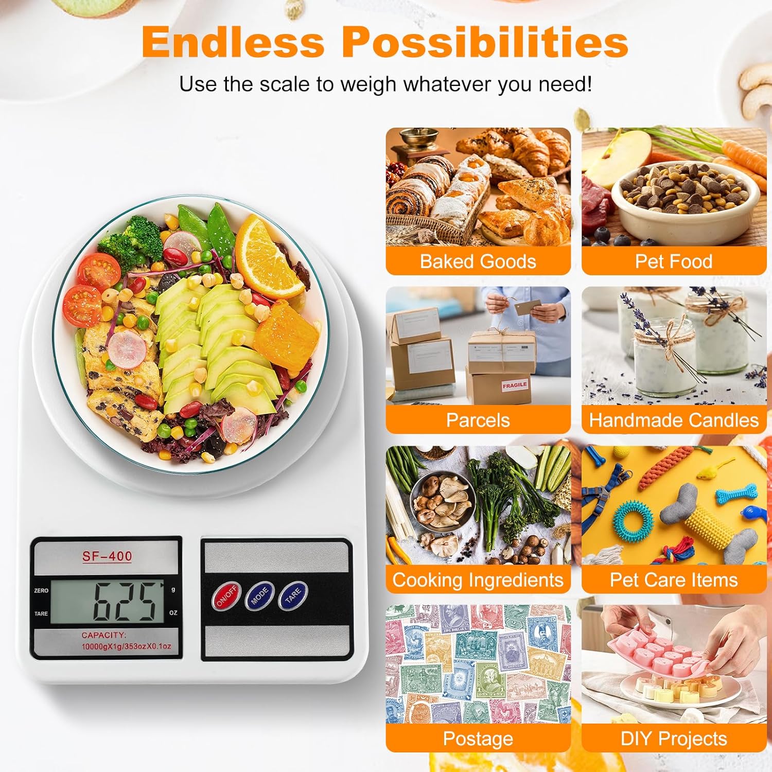 Partyreal Digital Kitchen Scale - Stainless Steel Food Scale with oz/g Units | Ideal for Meal Prep & Baking
