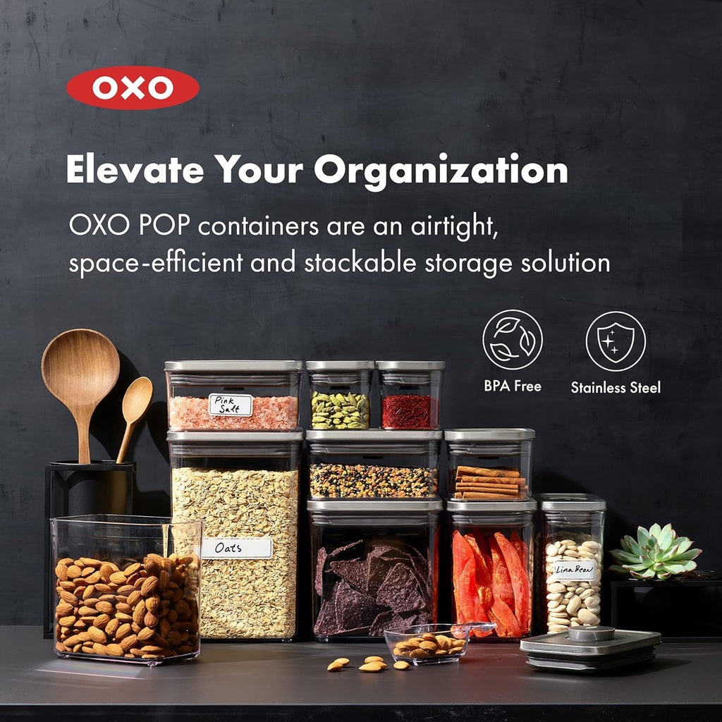 OXO SteeL 12-Piece POP Container Set - Airtight Food Storage Solution for Freshness