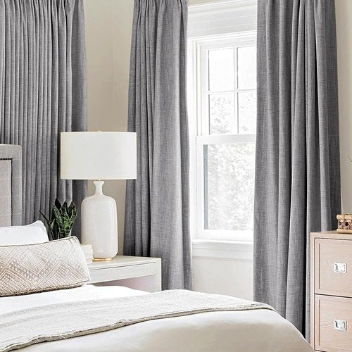 MIULEE Blackout Curtains - 100% Thermal Insulated Linen Texture Drapes | Grey, 52x63 Inch (2 Panels)