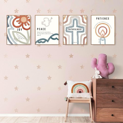 LARTSFRO Jesus Bible Kids Wall Decor - Christian Art Prints with Bible Verses | 10x8 Inch Set of 4 Unframed