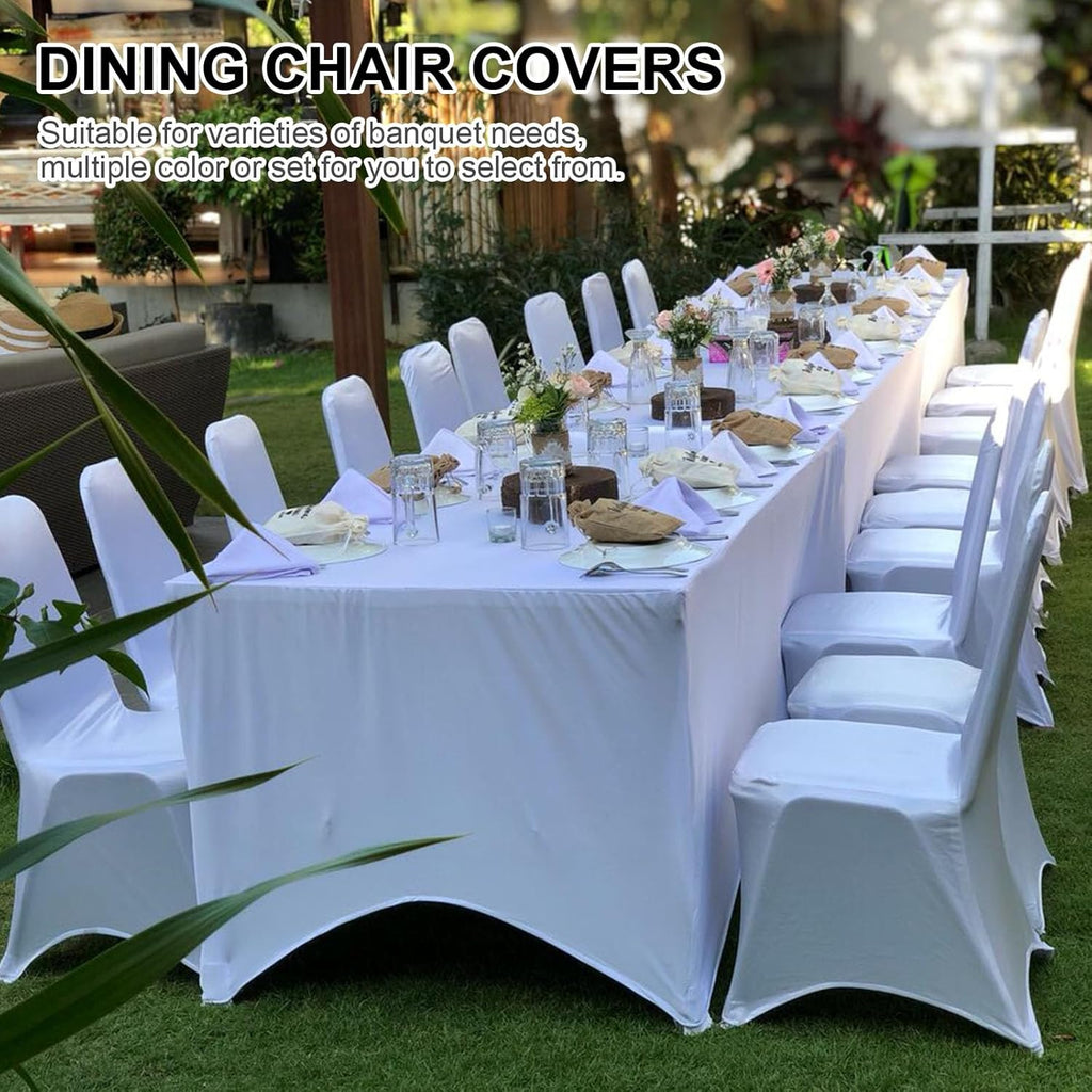 Trlyc Spandex Chair Covers - 100 Pcs Universal Fitted Stretch Slipcovers for Weddings & Events | White