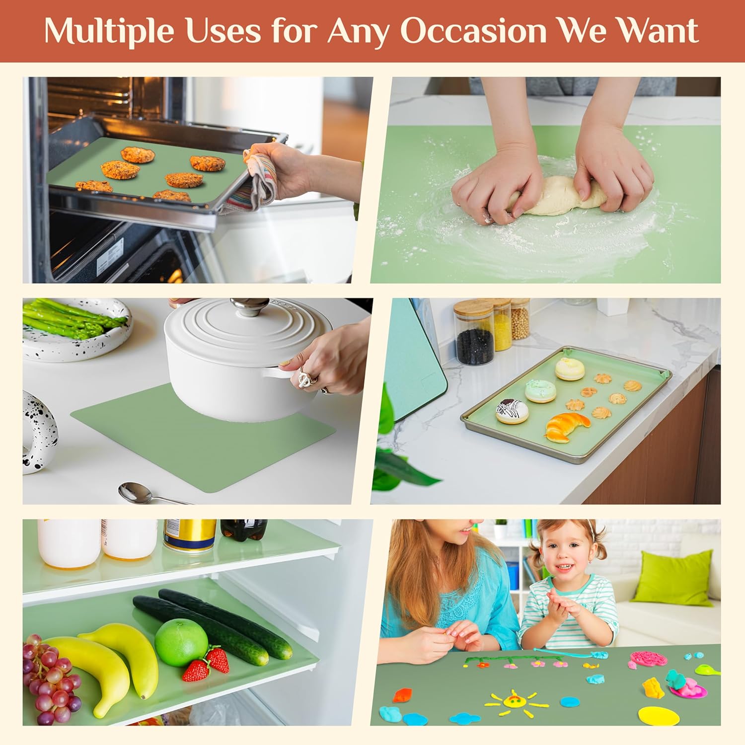 Silicone Baking Mat - Non-Stick Reusable Dough & Pastry Sheet | 12 IN x 6 FT for Air Fryer & Oven