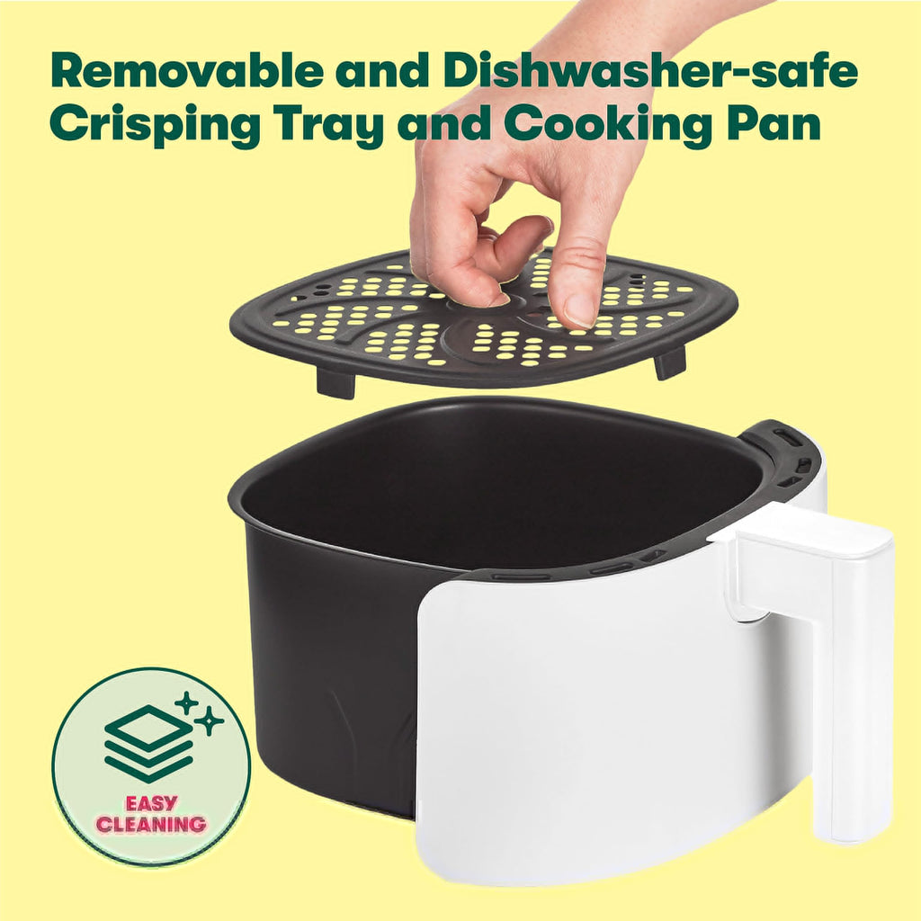 BELLA 2.9QT Manual Air Fryer, No Pre-Heat Needed, No-Oil Frying, Fast Healthy Evenly Cooked Meal Every Time, Removeable Dishwasher Safe Non Stick Pan and Crisping Tray for Easy Clean Up, Matte White