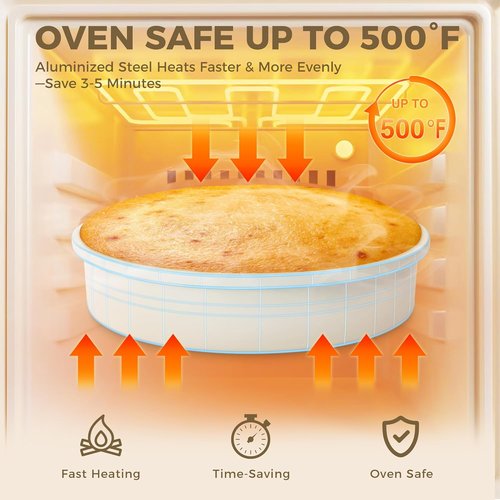 HONGBAKE Nonstick Ceramic 9-Inch Round Cake Pan Set - Heavy-Duty Aluminized Steel, Non-Toxic Molds for Cheesecake & Cream
