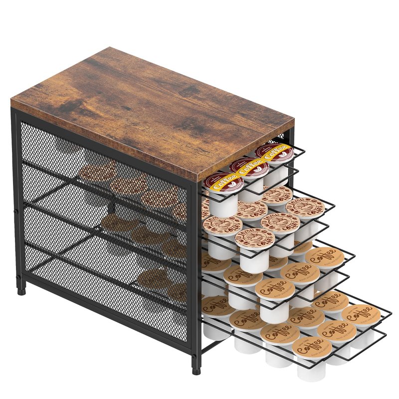 NANANARDOSO Coffee Pod Holder For Counter, 4 Tier Coffee Pod Drawer for Keurig Pod Storage Drawer Holder, 72 Capacity Pods Storage Organizer Cups Capsule with Sliding Baskets for Coffee Station