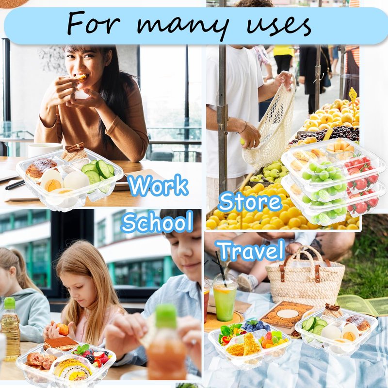 Cmaqpw 30 Pcs Bento Snack Containers,4 Compartment Meal Prep Lunch Containers with Lids,Food Storage Containers for Food Storage School Work Travel