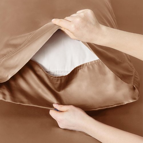 Bedsure Cooling Twin XL Sheets - Breathable Rayon from Bamboo | Soft, Deep Pocket Up to 16 Inches, Khaki