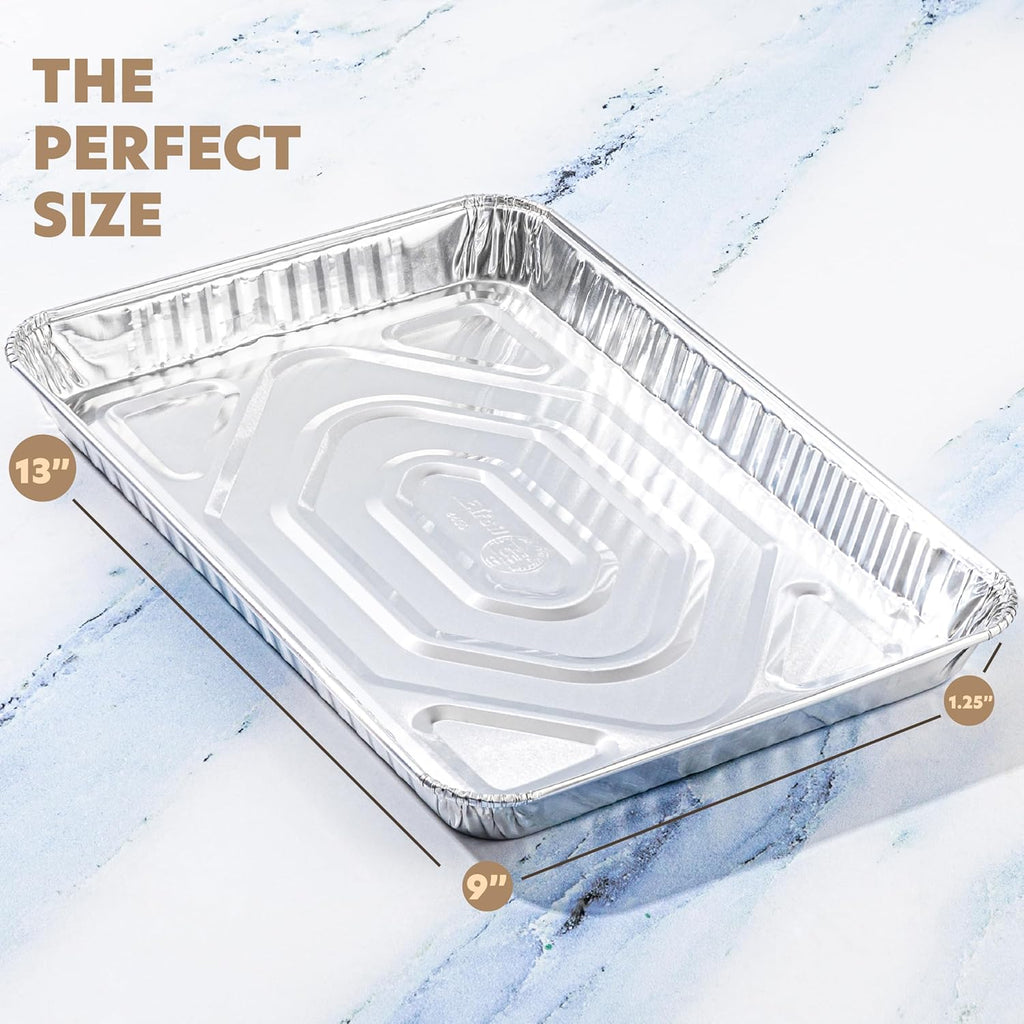 PlasticPro Aluminum Cookie Sheets - Premium Quality Heavy-Duty Disposable Pans | 9'' x 13'' | 20 Pack