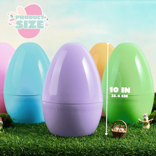 JOYIN Jumbo Easter Eggs - 10" Pastel Plastic Fillable Eggs | 6PCS for Treats, Party Favors, and Decorations