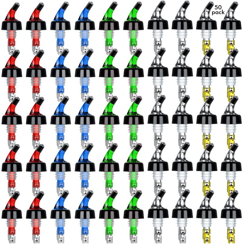 SuproBarware Automatic Measured Bottle Pourer Liquor Bottle Pourer Quick Shot Dispenser 1oz Liquor Pour Spout for Alcohol,Wine,Spirits, Home Bar Kitchen Tools 50 Pack