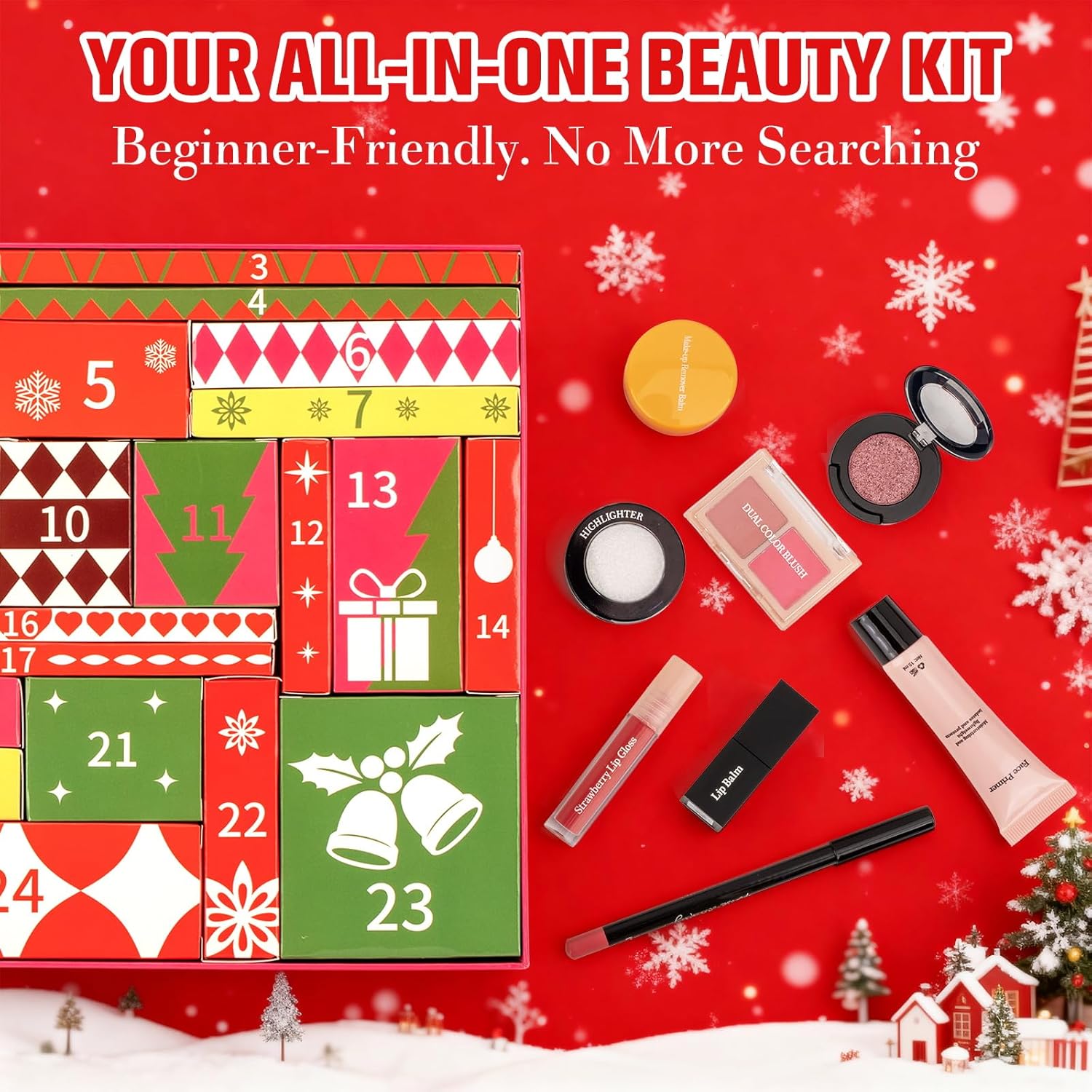 Skiennix All-In-One Makeup Kit for Teen Girls - 24 Individually Boxed Surprises | Eyeshadow, Eyeliner, Lip Gloss & More