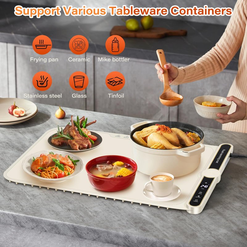 Warming mat for Food Warmer Electric Warming Tray Heating mat for Food Warming mats for countertopfood Warming mat for countertopwarming Pads mat Warming Trays for buffets Party for Family & Party
