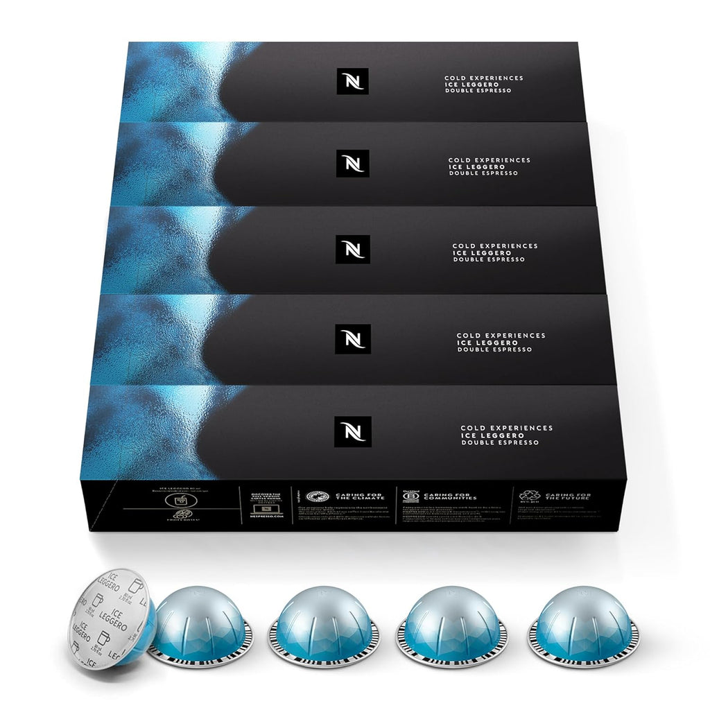Nespresso Vertuo Double Espresso Coffee Pods - Ice Leggero Flavor | 50-Count, 2.7 oz Brews