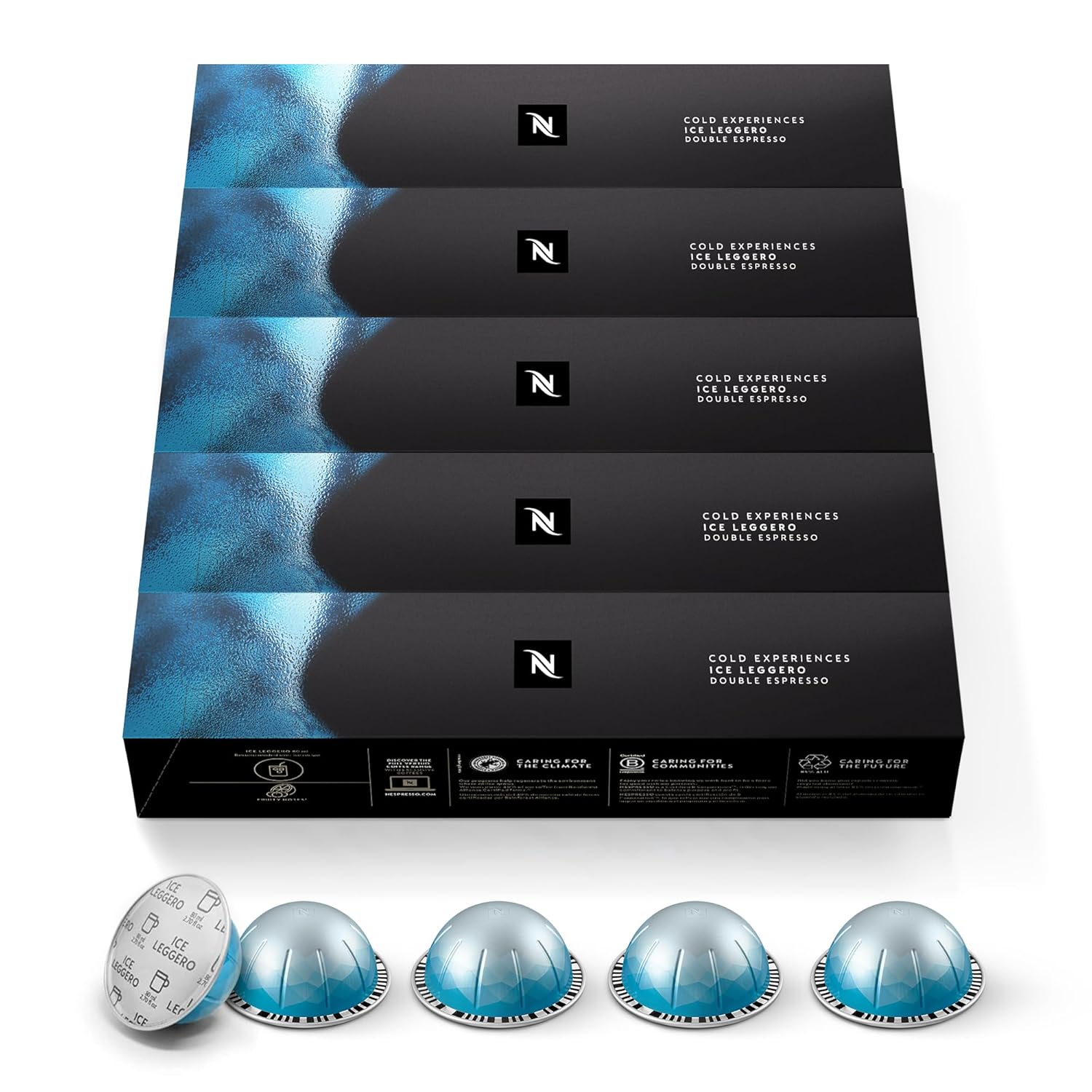 Nespresso Vertuo Double Espresso Coffee Pods - Ice Leggero Flavor | 50-Count, 2.7 oz Brews