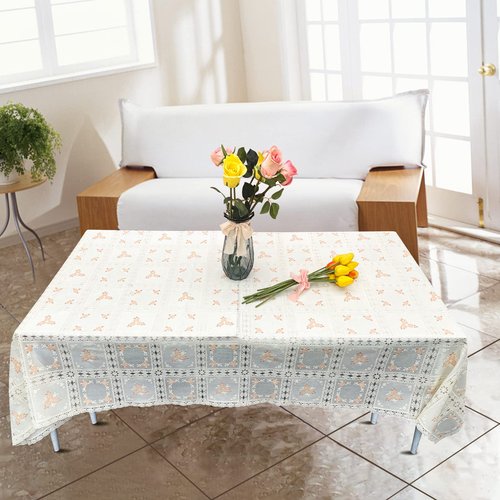 iSamzan Waterproof OilProof Vinyl Table Cover, Plastic Lace Tablecloth for Rectangle Table, Textured Home Decor for Parties, Dining, Kitchen, Outdoor Table