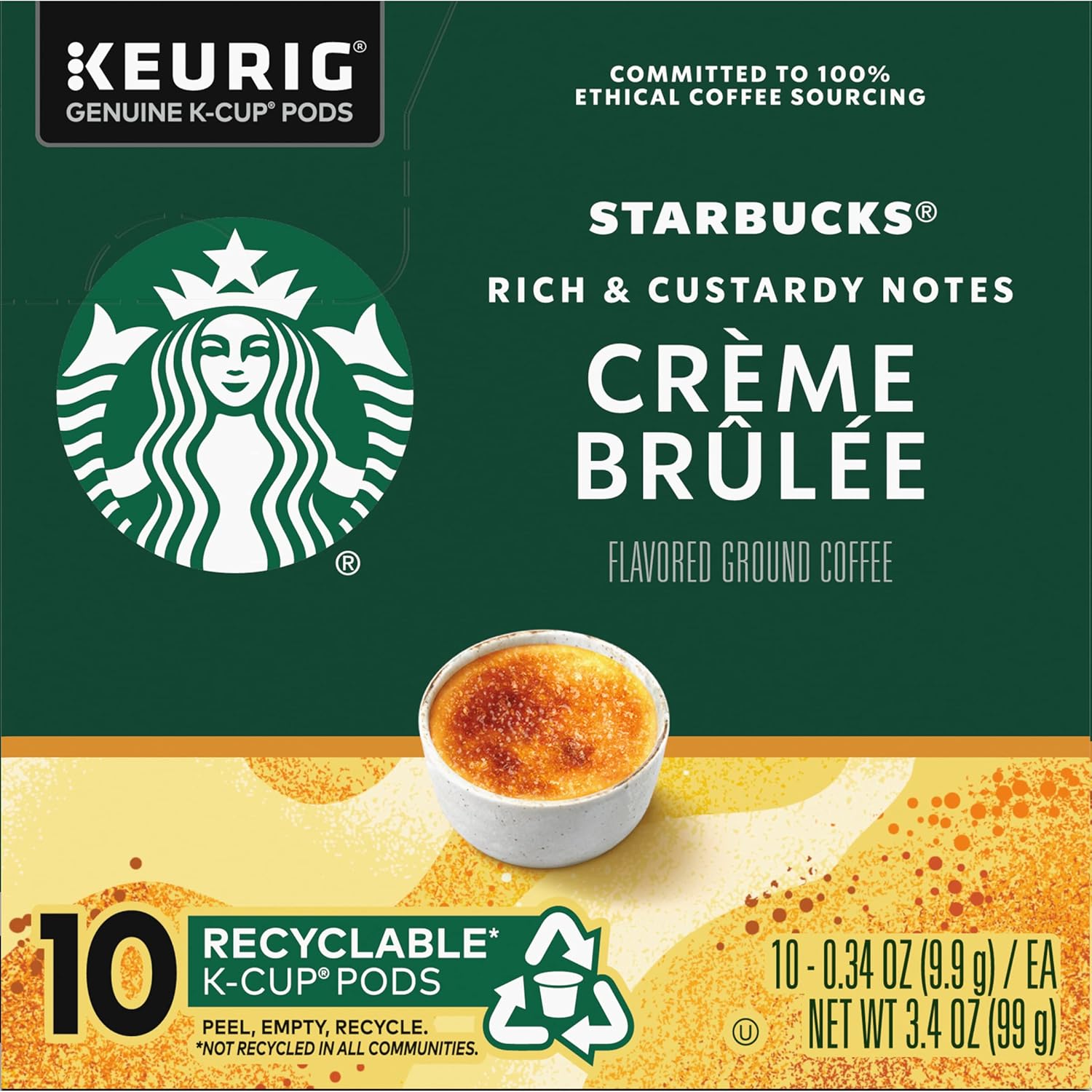 Starbucks Crème Brulée Coffee Pods - Blonde Roast for Keurig Brewers, 10 Count | Pack of 2