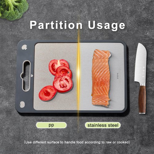 Cutting Board for Kitchen,Cutting Board Double Sided Food Grade,316 Stainless Steel and Wheat Straw PP, Easy to Clean Large Size 16”×11”