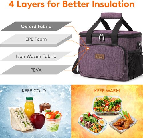 Lifewit Insulated Lunch Bag - Large 24-Can Soft Cooler Tote for Adults | Purple (15L)