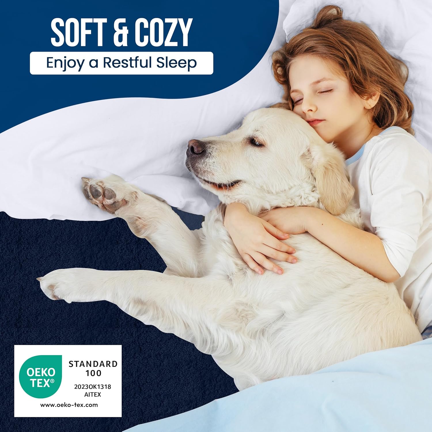Utopia Bedding Waterproof Mattress Protector - Premium Terry Cover for Twin XL | Breathable & Stretchable (Navy)