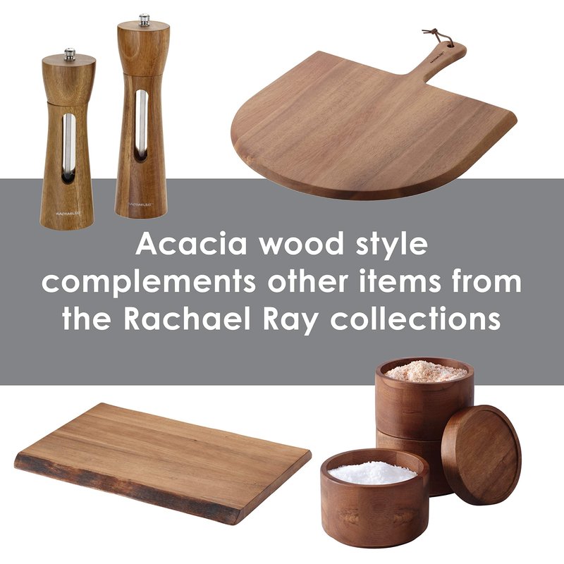 Rachael Ray Pantryware Wood Salt Cellar Stacking Set / Wood Salt Box Stacking Set3 piece, Brown