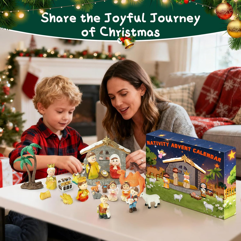 Nativity Advent Calendar - 24-Day Countdown Christmas Calendar | Little People Nativity Set for Kids & Adults
